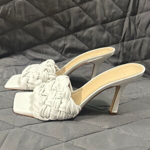 Marc Fisher White Woven Heels